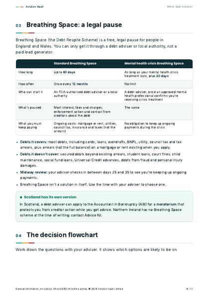 An inside page from The Debt-Free Vault